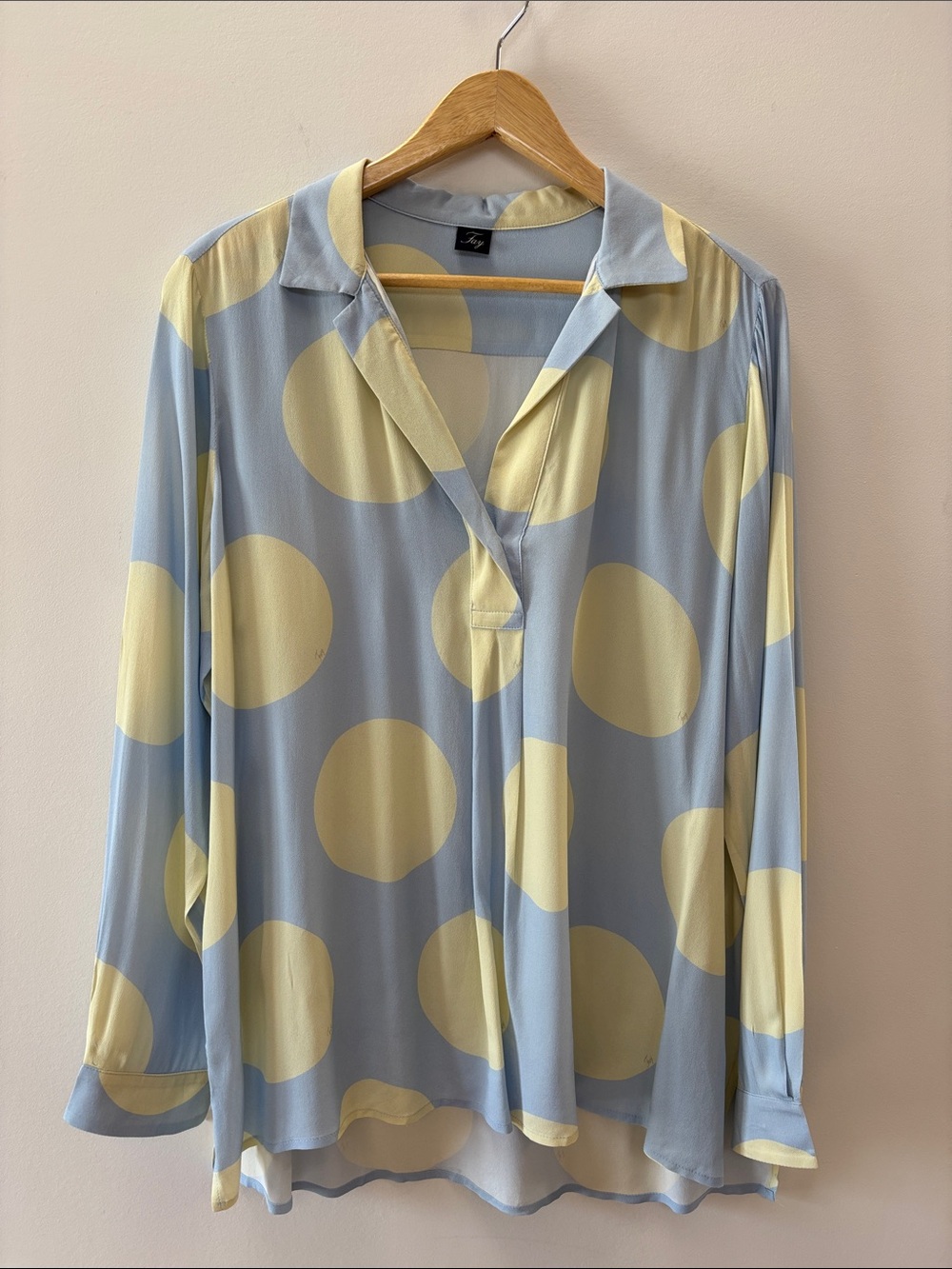 Fay Light Blue & Pale Yellow Polka Dot Blouse